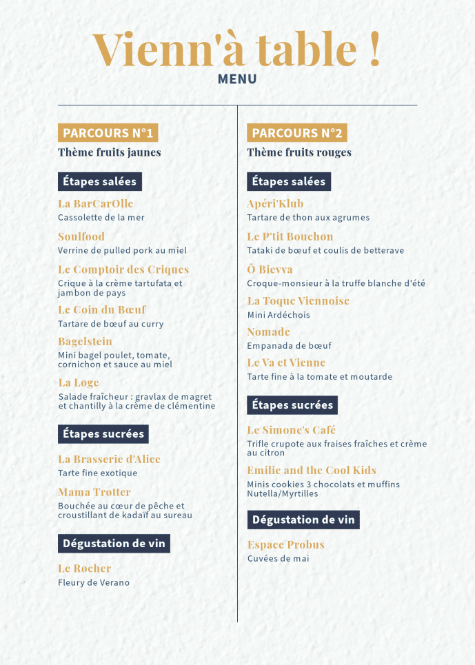 Vienn'à table - menu