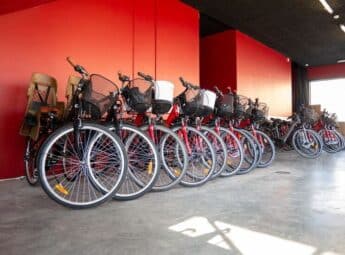Vélos à louer alignés