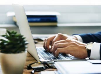 Caucasian businessman in the office shoot